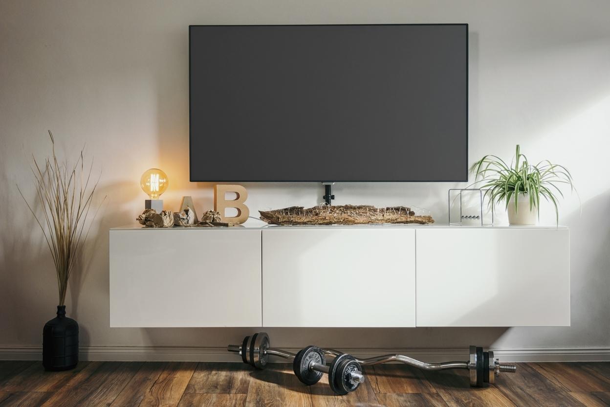 TV-Board Möbelplaner Weißes Hängeboard / TV-Board